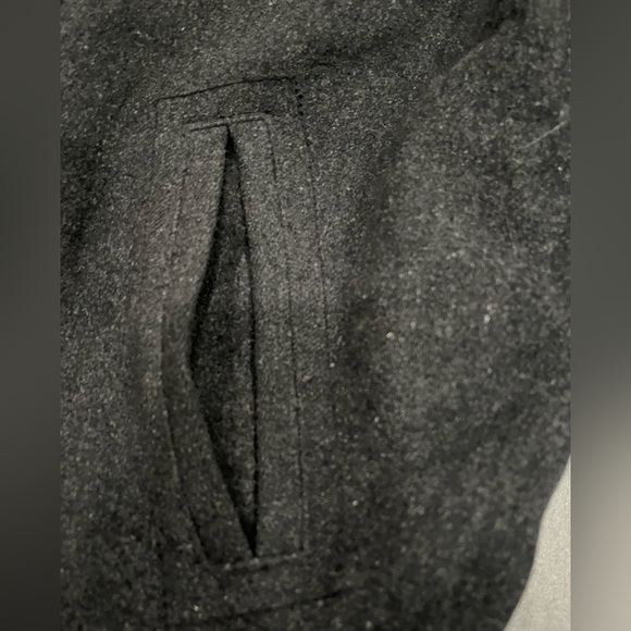 [3XL]American Eagle Men Black Insulated Wool Pea Coat Jacket Zip Snap Closure - Picture 3 of 9